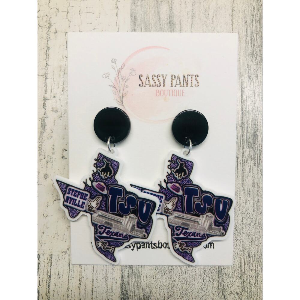 Tarleton State University TSU Texans Texas Earrings NEW